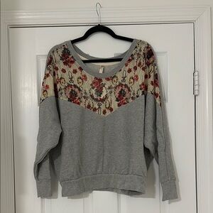 Free People Grey Floral Sweatshirt